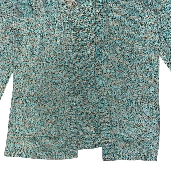 Lands End Light Green Open Front Cardigan - Picture 2 of 5